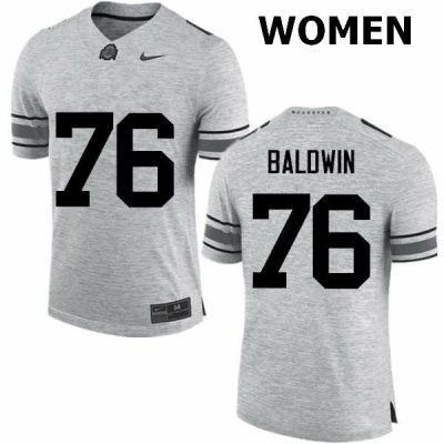 NCAA Ohio State Buckeyes Women's #76 Darryl Baldwin Gray Nike Football College Jersey RXD5545CS